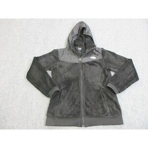 The‎ North Face Jacket Womens Medium Black Fuzzy Fleece Hooded Full Zip C650